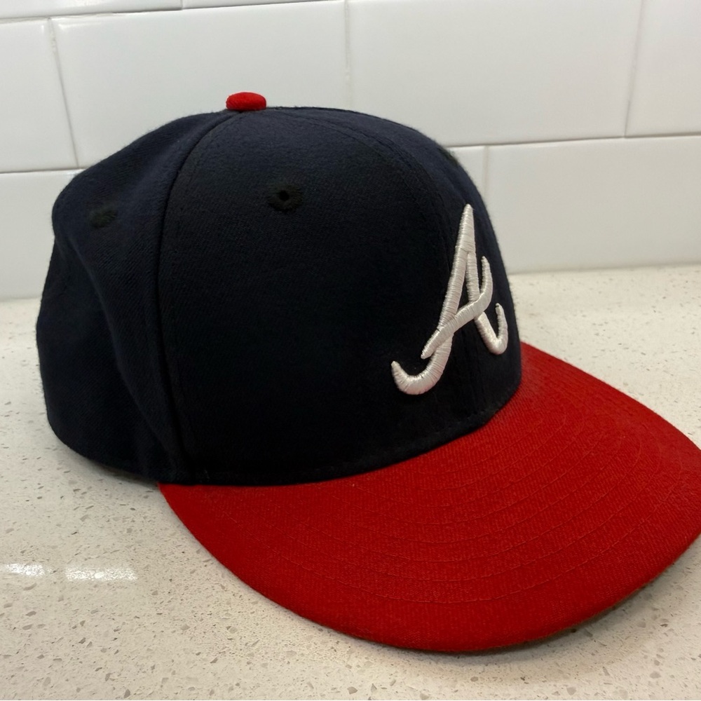 Vintage Atlanta Braves Hat Cap Fitted 6 5/8 Blue MLB Baseball Wool New Era